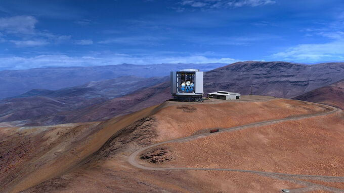Artist’s impression of the Giant Magellan Telescope on Cerro Las Campanas in Chile © GMTO/ Mason Media Inc.