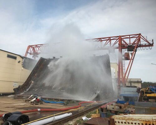 The deflector during the testing of part of the water cooking system at the plant in the Czech Republic